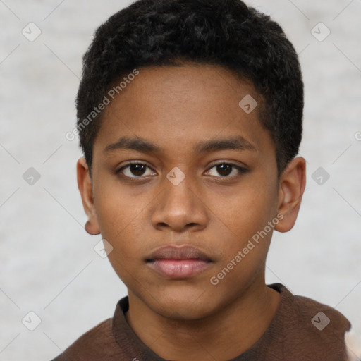 Neutral black young-adult male with short  brown hair and brown eyes
