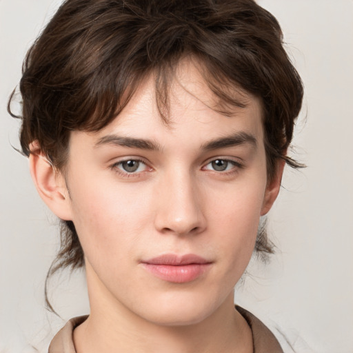 Neutral white young-adult male with medium  brown hair and brown eyes