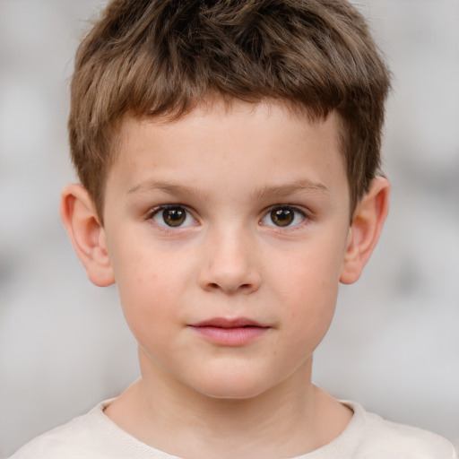 Neutral white child male with short  brown hair and brown eyes