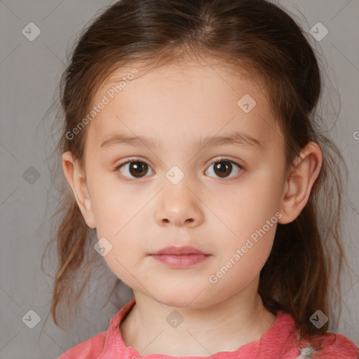 Neutral white child female with medium  brown hair and brown eyes