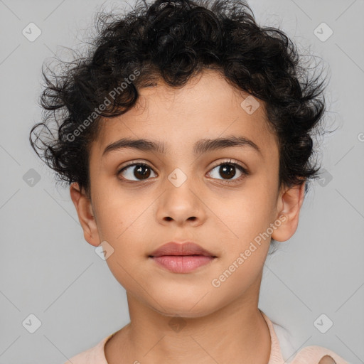 Neutral white child female with short  brown hair and brown eyes