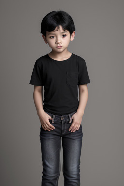 South korean child boy with  black hair