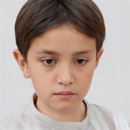 Neutral white child female with short  brown hair and brown eyes