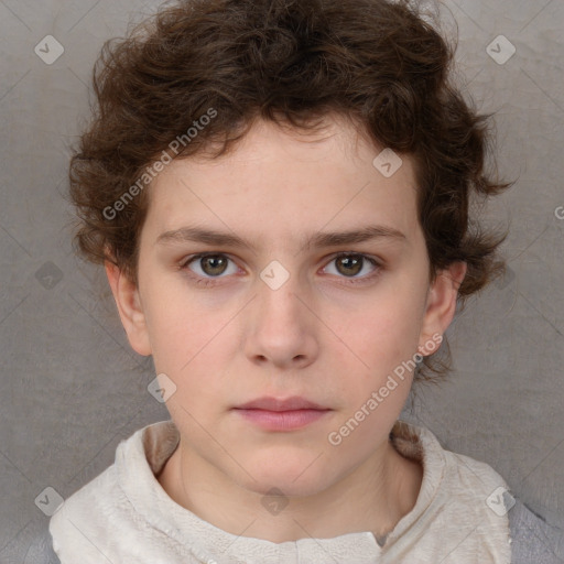 Neutral white child male with short  brown hair and brown eyes