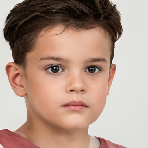 Neutral white child male with short  brown hair and brown eyes