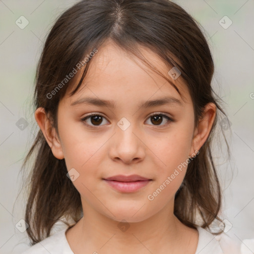 Neutral white child female with medium  brown hair and brown eyes