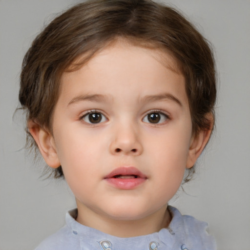 Neutral white child female with medium  brown hair and brown eyes