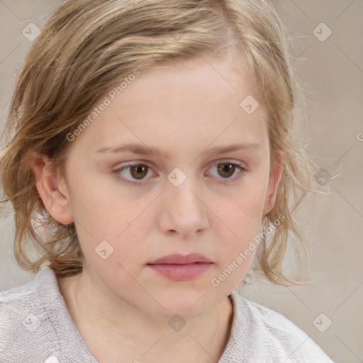 Neutral white child female with medium  brown hair and brown eyes