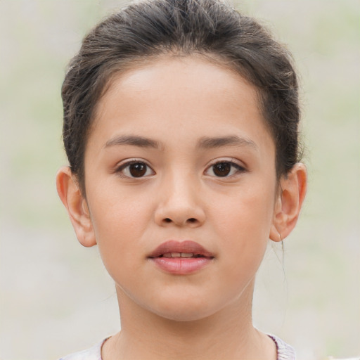 Neutral white child female with short  brown hair and brown eyes