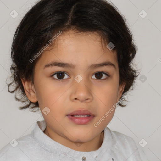 Neutral white child female with medium  brown hair and brown eyes