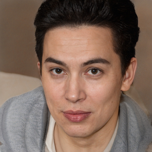 Neutral white adult male with short  brown hair and brown eyes