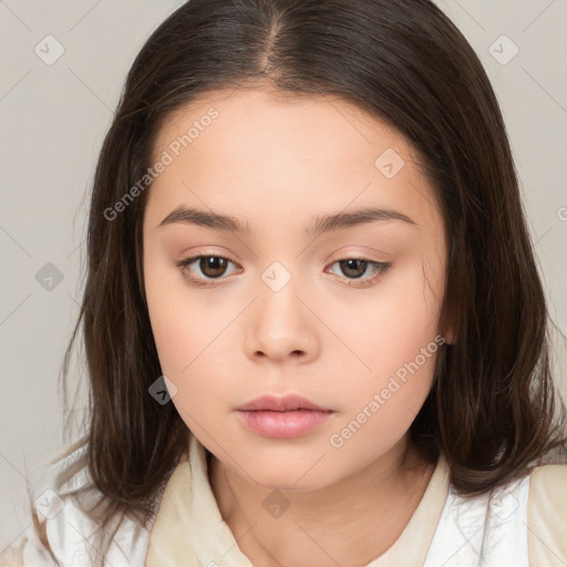 Neutral white child female with medium  brown hair and brown eyes