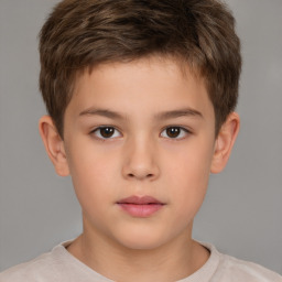 Neutral white child male with short  brown hair and brown eyes