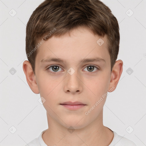 Neutral white child male with short  brown hair and brown eyes