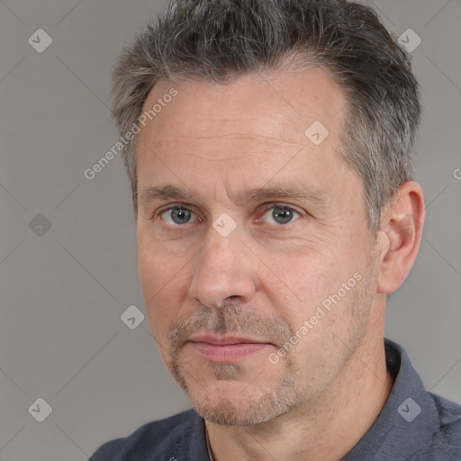 Neutral white adult male with short  brown hair and brown eyes