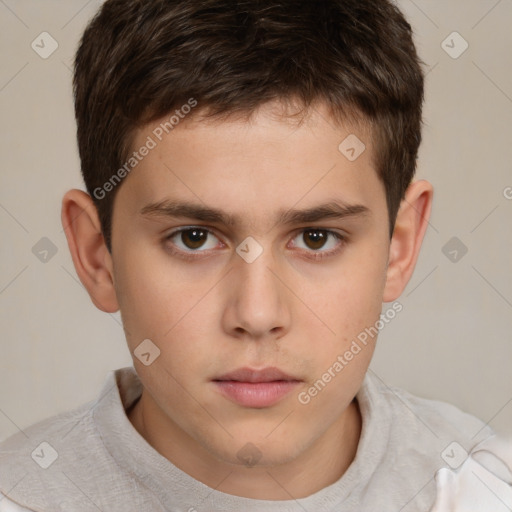 Neutral white child male with short  brown hair and brown eyes