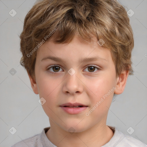 Neutral white child male with short  brown hair and brown eyes