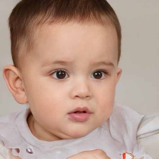 Neutral white child female with short  brown hair and brown eyes