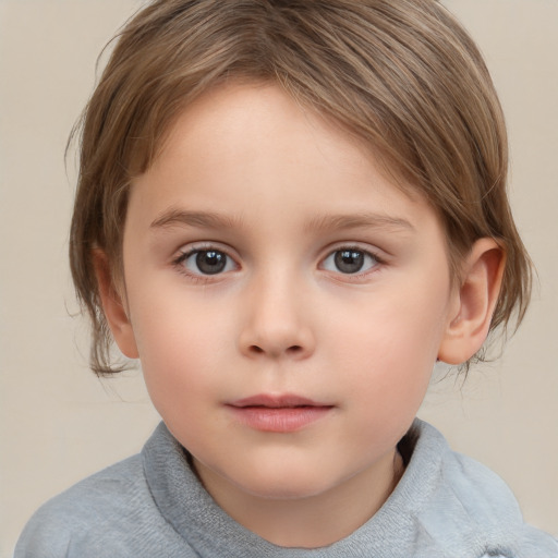 Neutral white child female with medium  brown hair and brown eyes