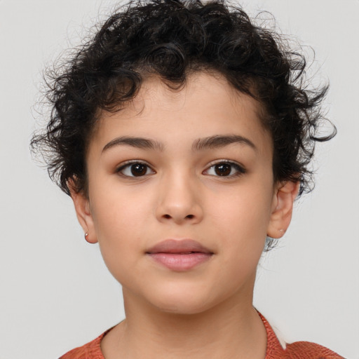 Neutral white child female with short  brown hair and brown eyes