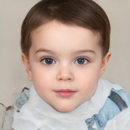 Neutral white child female with short  brown hair and brown eyes