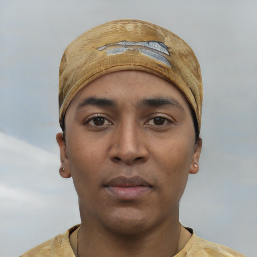Neutral white young-adult male with short  black hair and brown eyes