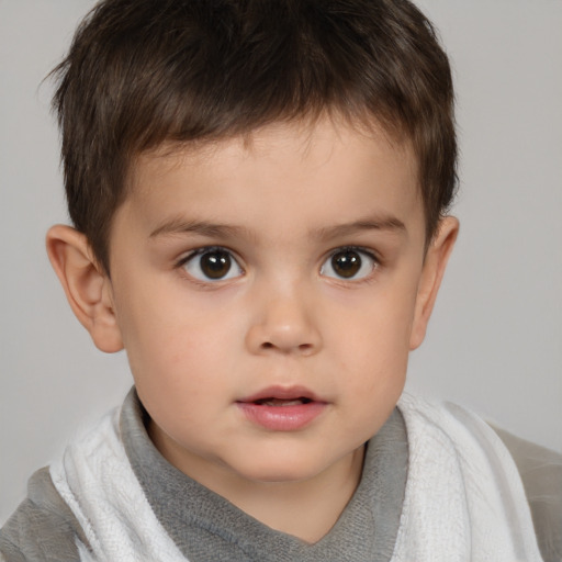 Neutral white child male with short  brown hair and brown eyes