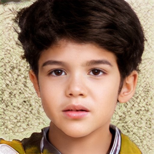 Neutral white child male with short  brown hair and brown eyes