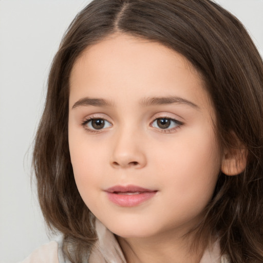 Neutral white child female with medium  brown hair and brown eyes