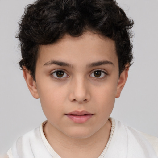 Neutral white child female with short  brown hair and brown eyes