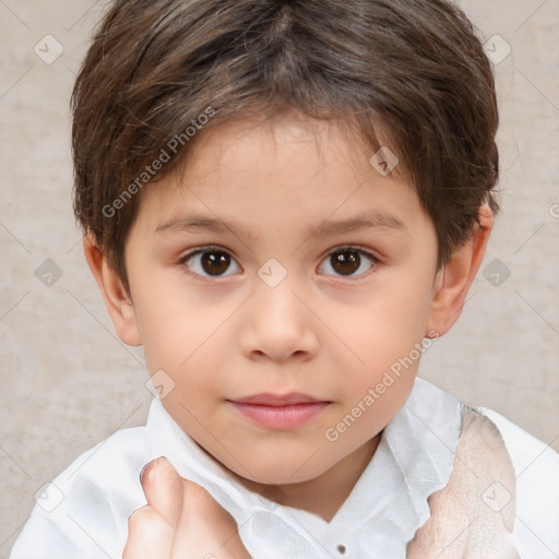 Neutral white child female with short  brown hair and brown eyes