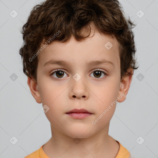 Neutral white child male with short  brown hair and brown eyes