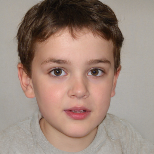 Neutral white child male with short  brown hair and brown eyes