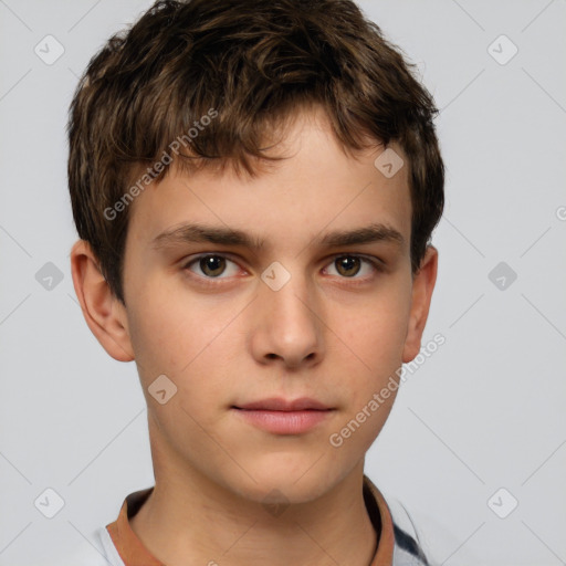 Neutral white child male with short  brown hair and brown eyes