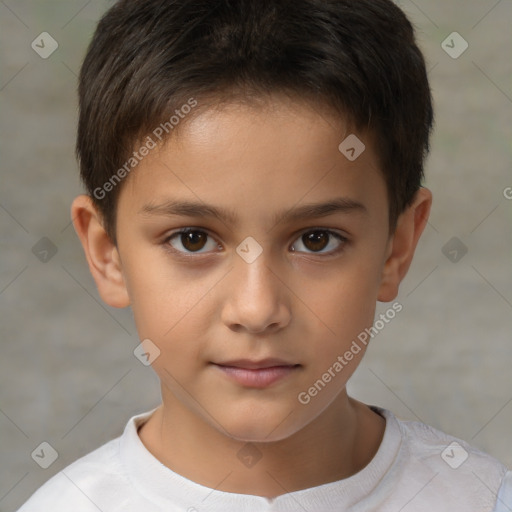 Neutral white child male with short  brown hair and brown eyes