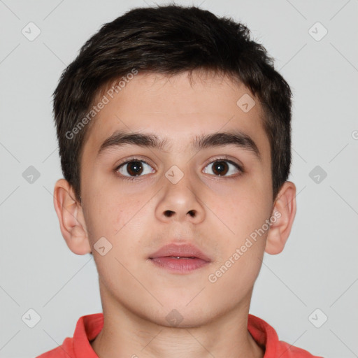 Neutral white child male with short  brown hair and brown eyes