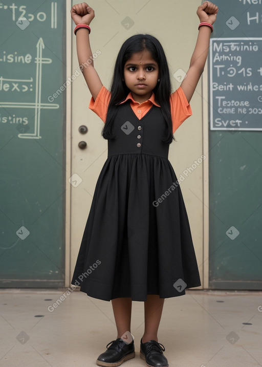 Indian child female with  black hair