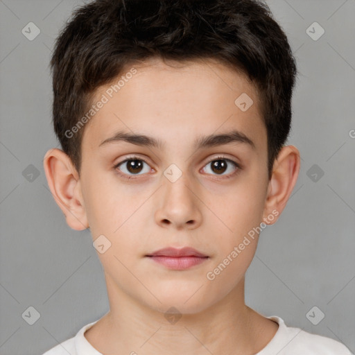 Neutral white child male with short  brown hair and brown eyes