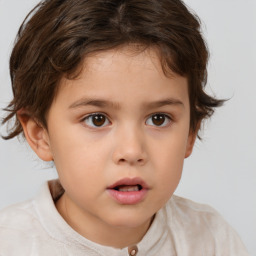 Neutral white child female with short  brown hair and brown eyes