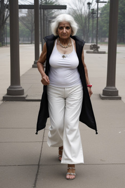 Indian elderly female with  white hair