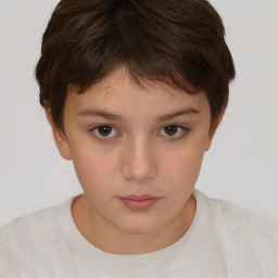 Neutral white child female with short  brown hair and brown eyes