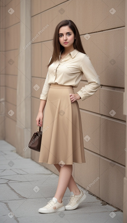 Greek young adult female with  brown hair