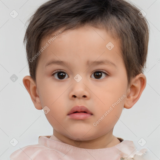 Neutral white child male with short  brown hair and brown eyes