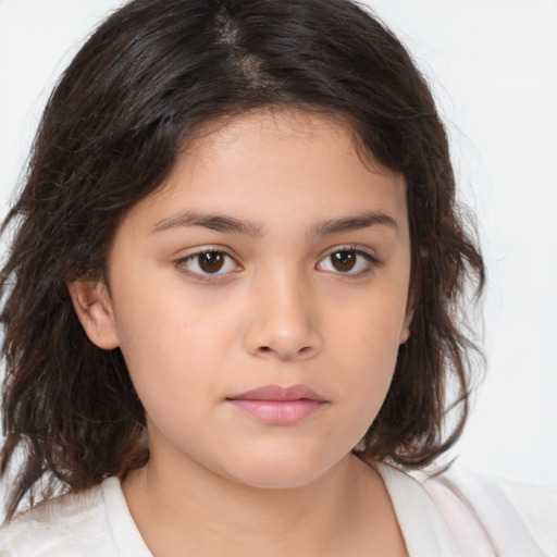 Neutral white child female with medium  brown hair and brown eyes