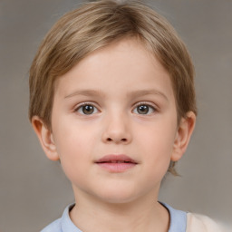 Neutral white child female with short  brown hair and brown eyes