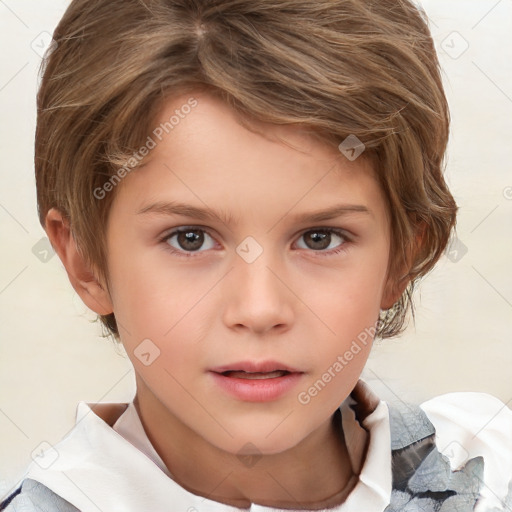 Neutral white child female with short  brown hair and brown eyes