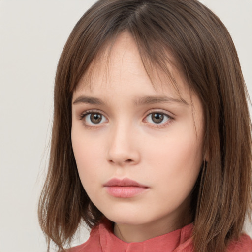 Neutral white child female with medium  brown hair and brown eyes