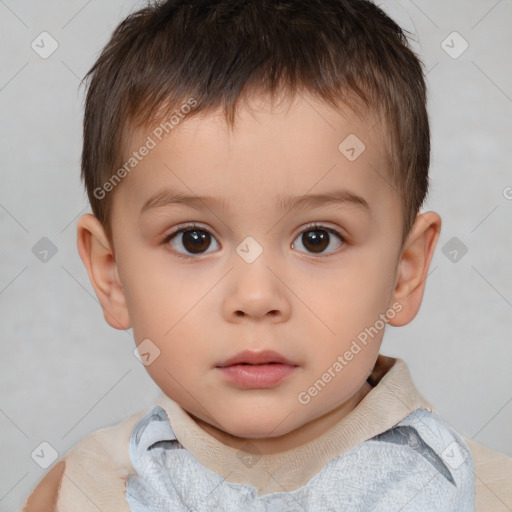 Neutral white child male with short  brown hair and brown eyes