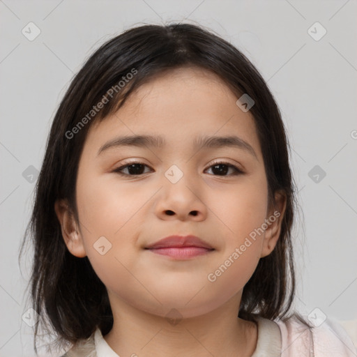 Neutral asian child female with medium  brown hair and brown eyes