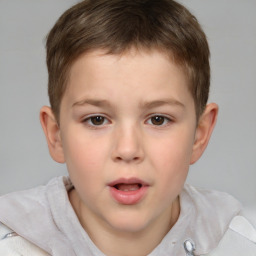 Neutral white child male with short  brown hair and brown eyes